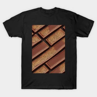 Dark Brown Ornamental Leather Stripes, natural and ecological leather print #61 T-Shirt